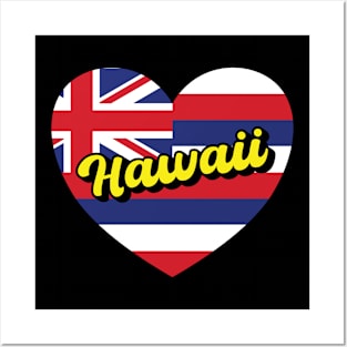 Hawaii Hawaiian State Flag Heart Posters and Art